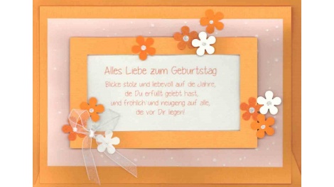 Glueckwunschkarte_c art olino_orange_mit_Rahmen_Spruch_und_Blumen_C6