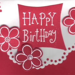 Mini-Karten 3-er Set rot violett hellblau Happy Birthday mit Blumen C7