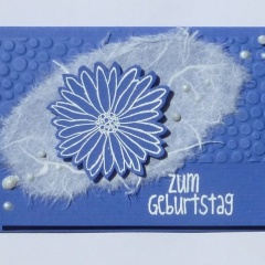 Mini-Karten 3-er Set hellblau-blau mit Blumen C7