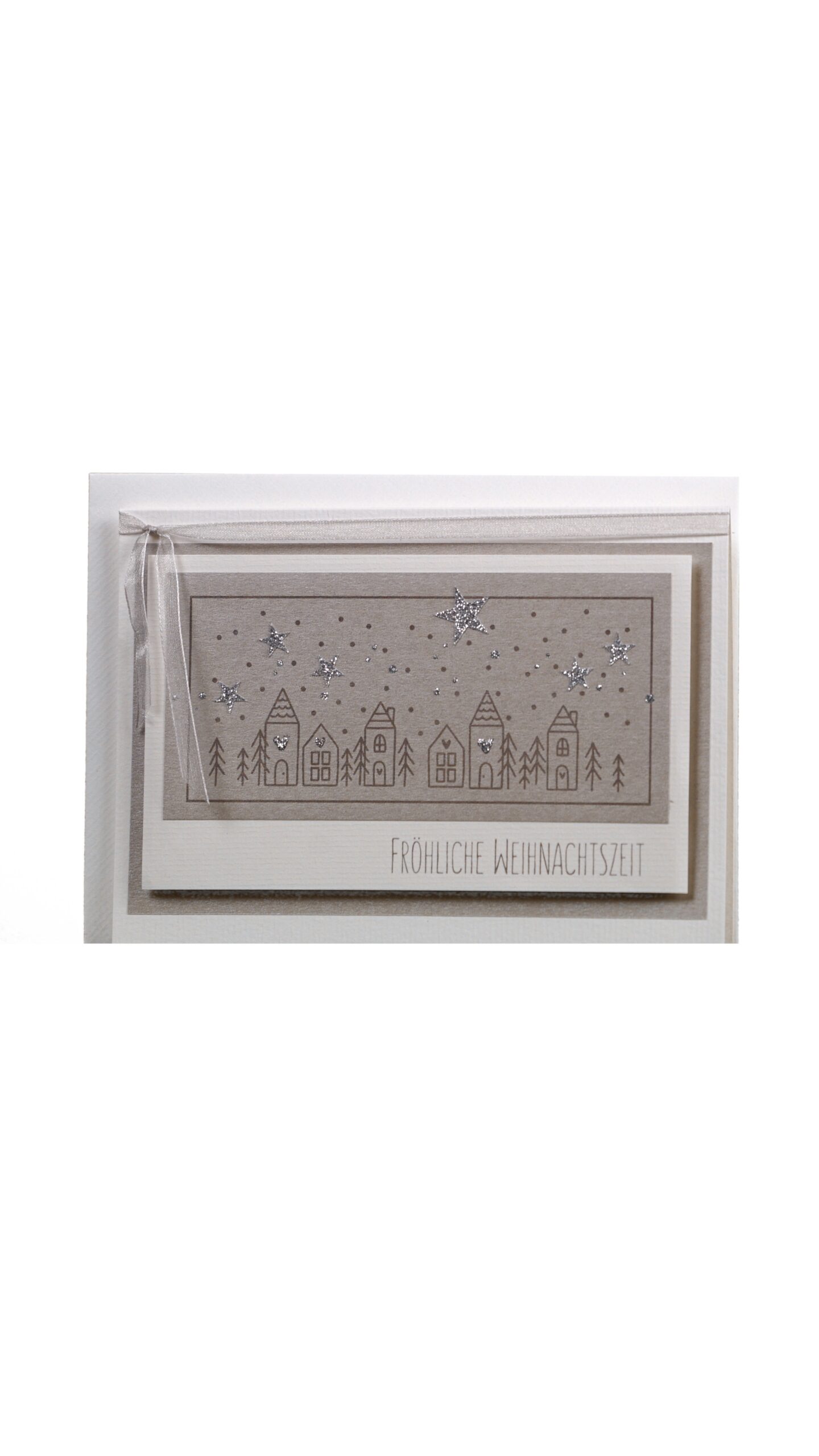 Weihnachtskarte Winterdorf mit Sternen