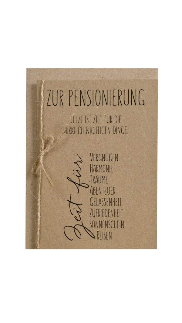 Kraftpapierkarte Pensionierung