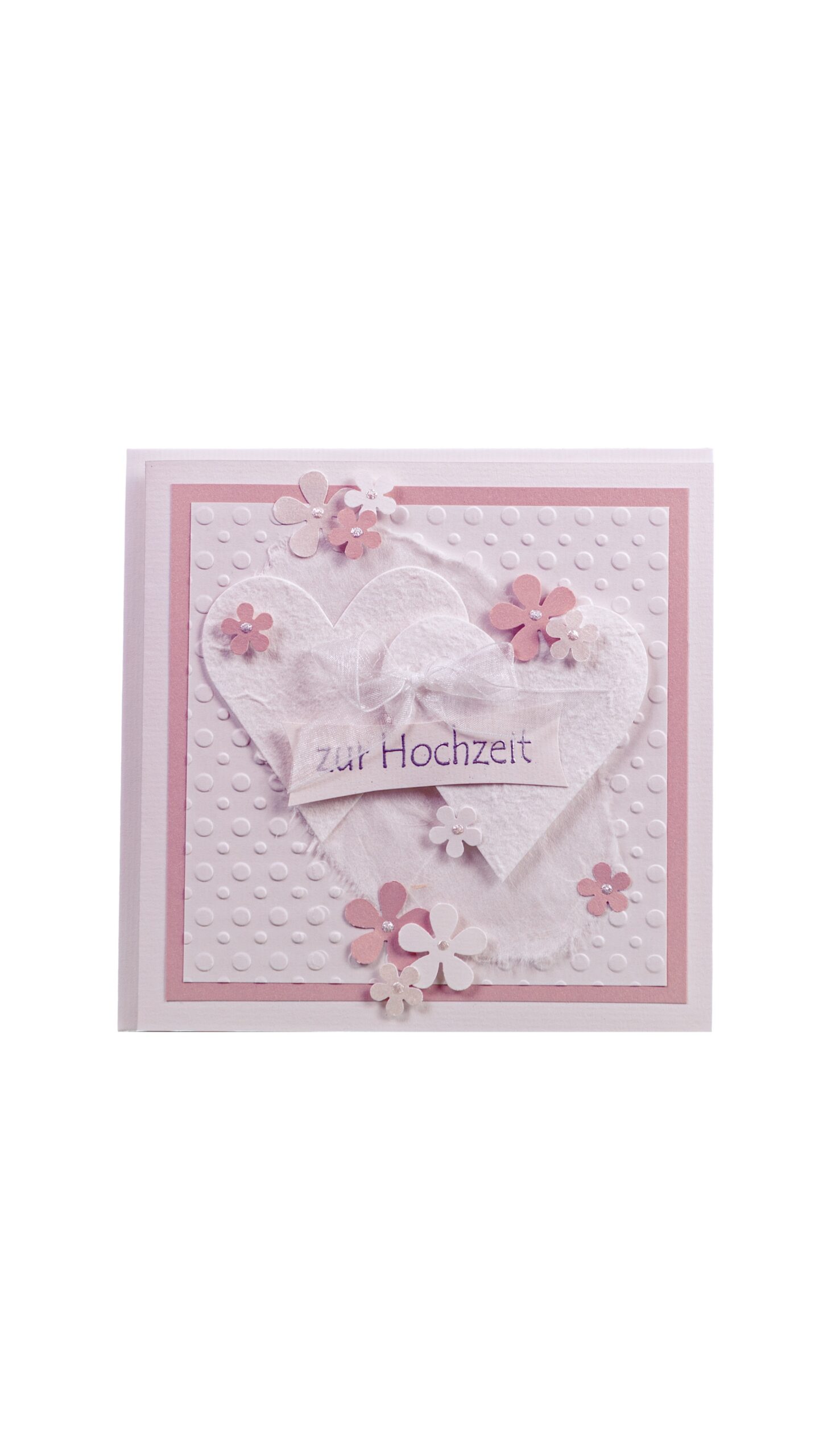 Hochzeitskarte Herzen creme