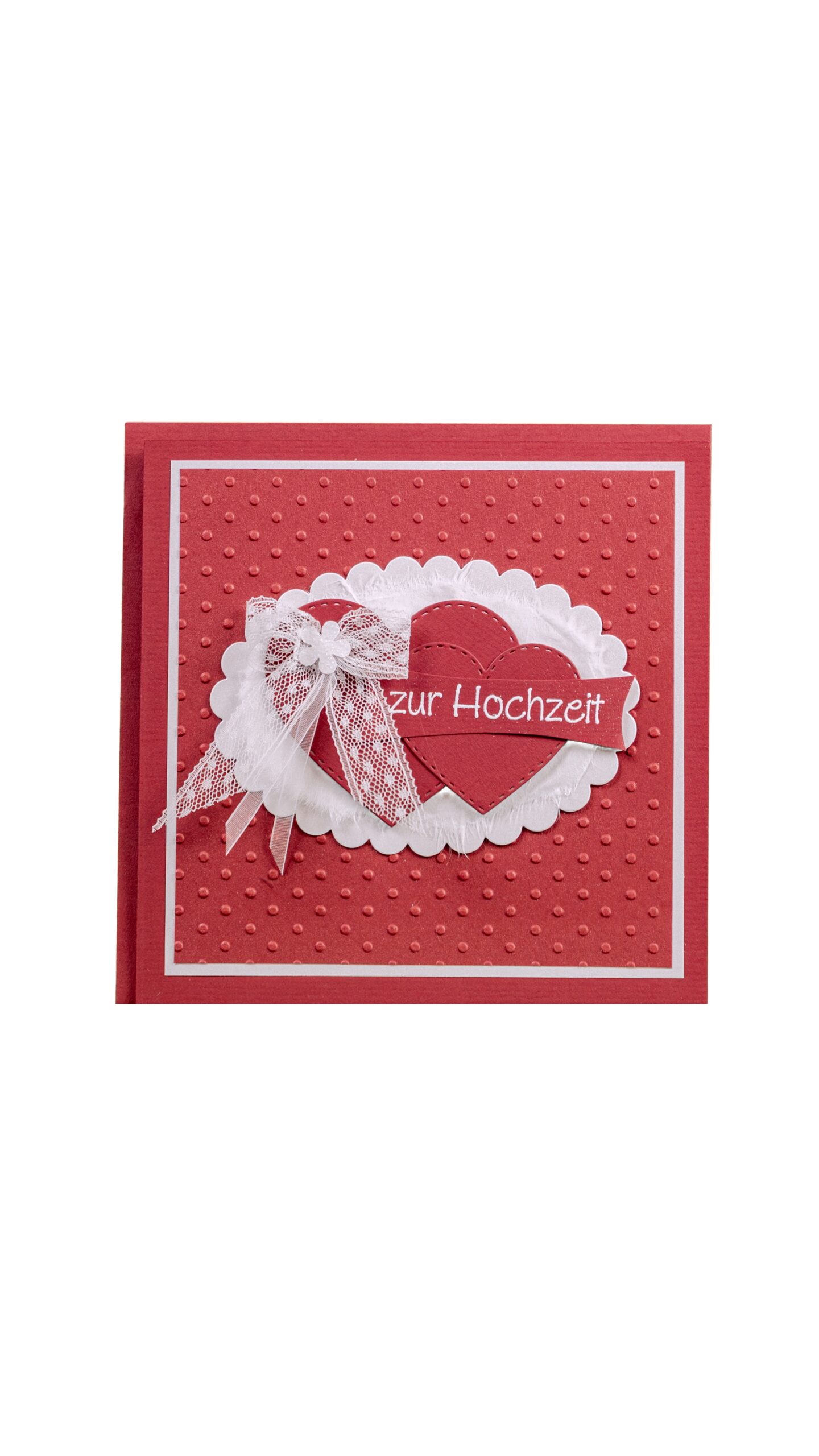 Hochzeitskarte Herzen dunkelrot