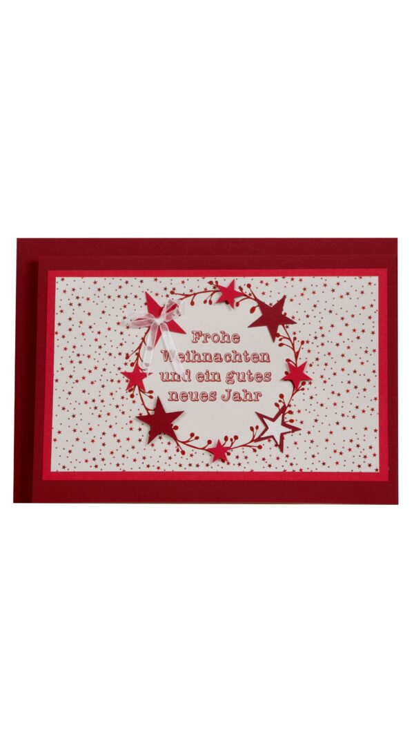 Weihnachtskarte Sternenkranz rot