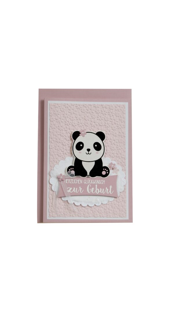 Geburtskarte Panda rosa