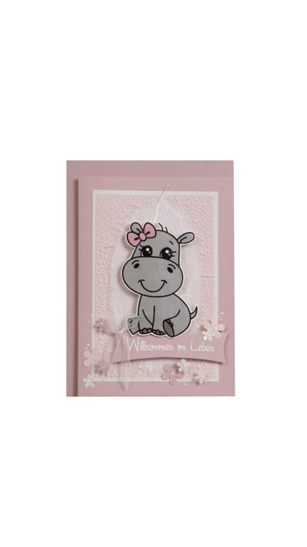 Geburtskarte Hyppo rosa