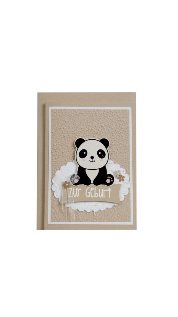 Geburtskarte Panda braun
